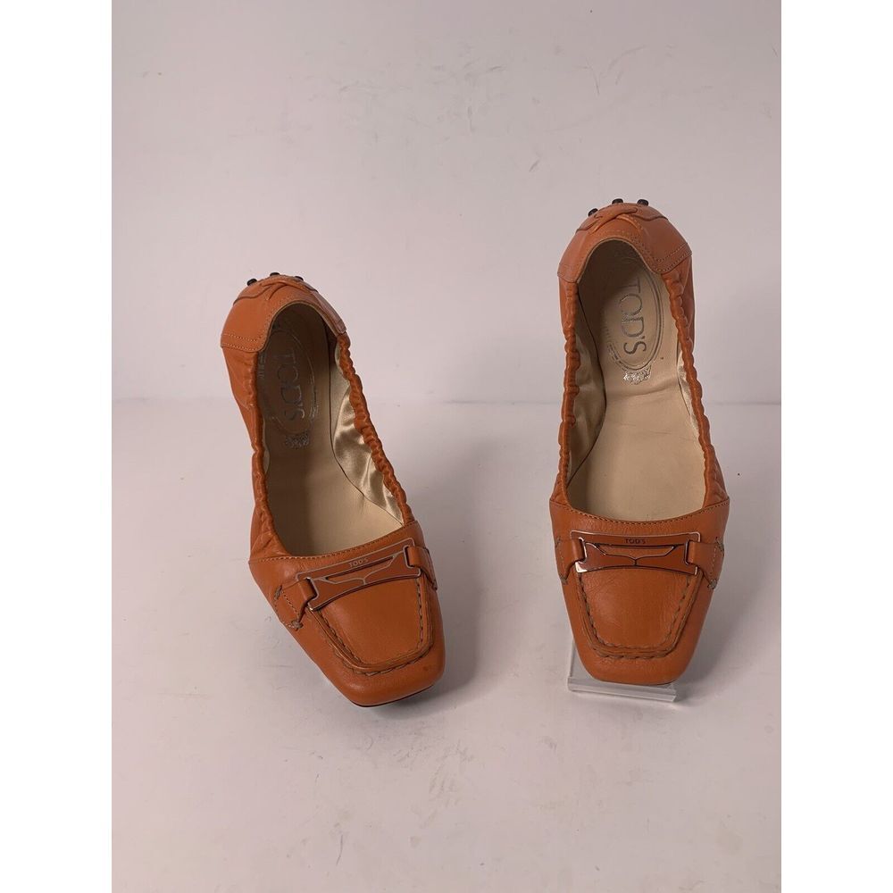 TOD'S Leather Made In Italy Leather Ballerina‎ Shoes Sz 6 Orange Beautiful NWOB